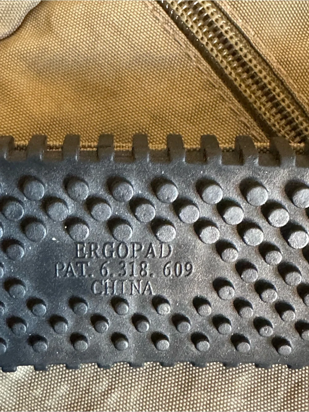 Ameribag Red and Blue Logo Interior Tag on Cream Lining